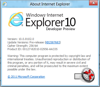    Internet Explorer 10  Windows Developer Preview