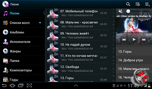 Аудиоплеер на Samsung Galaxy Tab 2 7.0. Рис. 1