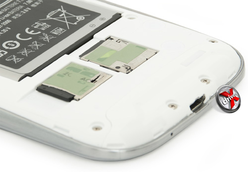 Разъем для карт microSD и microSIM на Samsung Galaxy S III