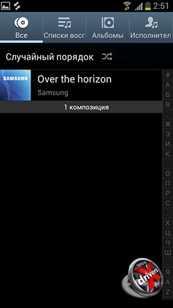 Музыкальный плеер на Samsung Galaxy S III. Рис. 1