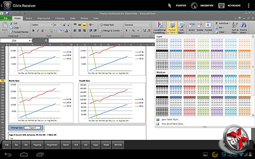 Работа с Excel через Citrix на Fujitsu STYLISTIC M532. Рис. 2