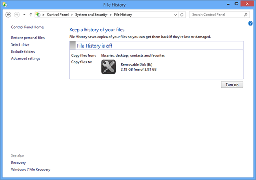 File History  Windows 8