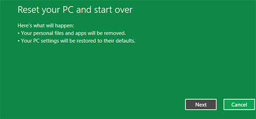   Reset  Windows 8