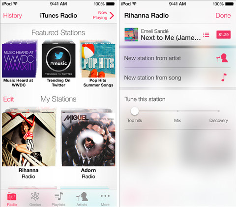 iTunes Radio  iOS 7
