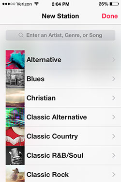 Станции в iTunes Radio в iOS 7