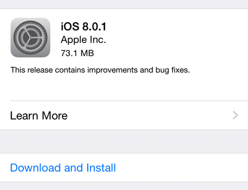 Список изменений iOS 8.0.1