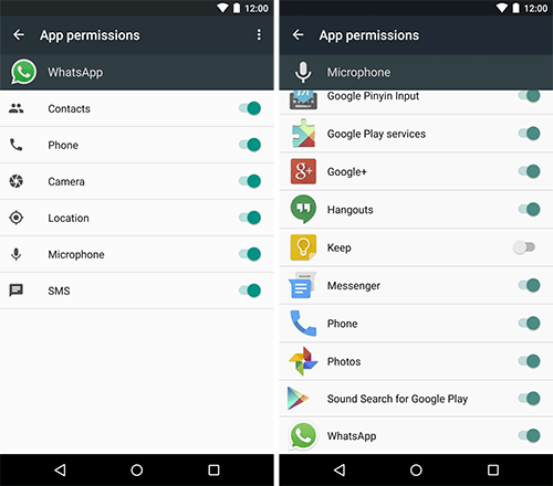 Разрешения в приложениях Android M. Рис. 1