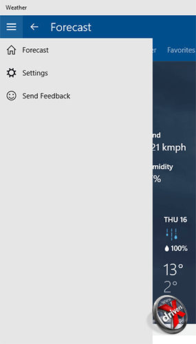 Приложение погоды в Windows 10 сборка 10056. Рис. 2