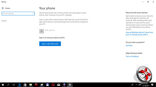  Привязка телефона к Windows 10 Fall Creators Update