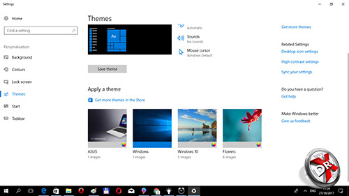  Настройки персонализации Windows 10 Fall Creators Update