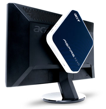 Acer Aspire Revo, прикрепленный к обратной стороне монитора