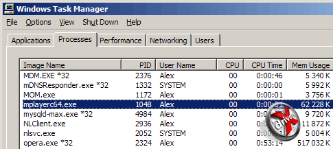Media Player Classic Homecinema  Task Manager