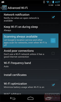 Настройка Wi-Fi в Android 4.3