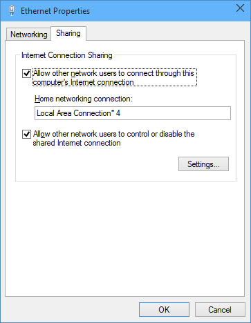 Параметры Ethernet в Windows 10