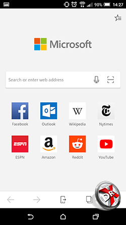 Microsoft Edge для Android отображение страниц. Рис 1
