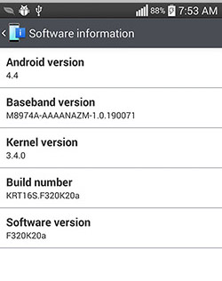Версия прошивки f320k20a Android 4.4