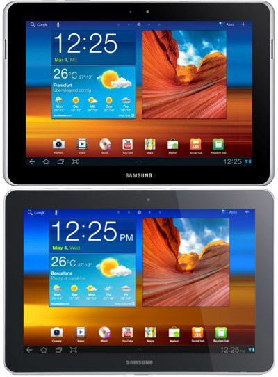 Samsung Galaxy Tab 10.1N (сверху) и Galaxy Tab 10.1