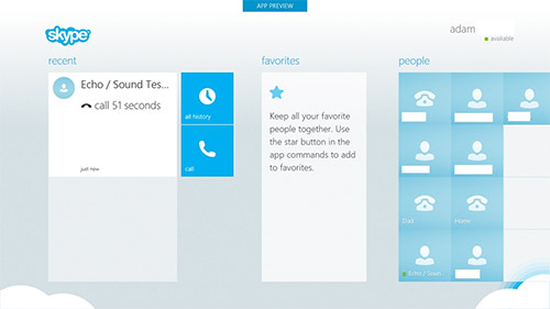 Skype   Windows 8.   Metro