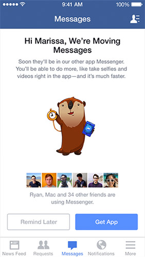 Facebook настаивает на установке Messenger