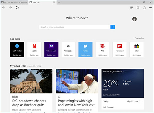 Microsoft Edge     Windows 10 Redstone