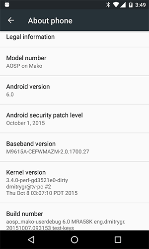 Android 6.0  Nexus 4