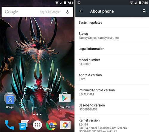 Android 5.0  Galaxy S III  