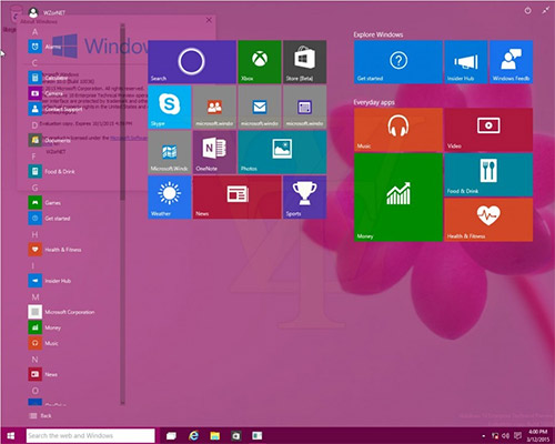 Windows 10 получит прозрачный Пуск